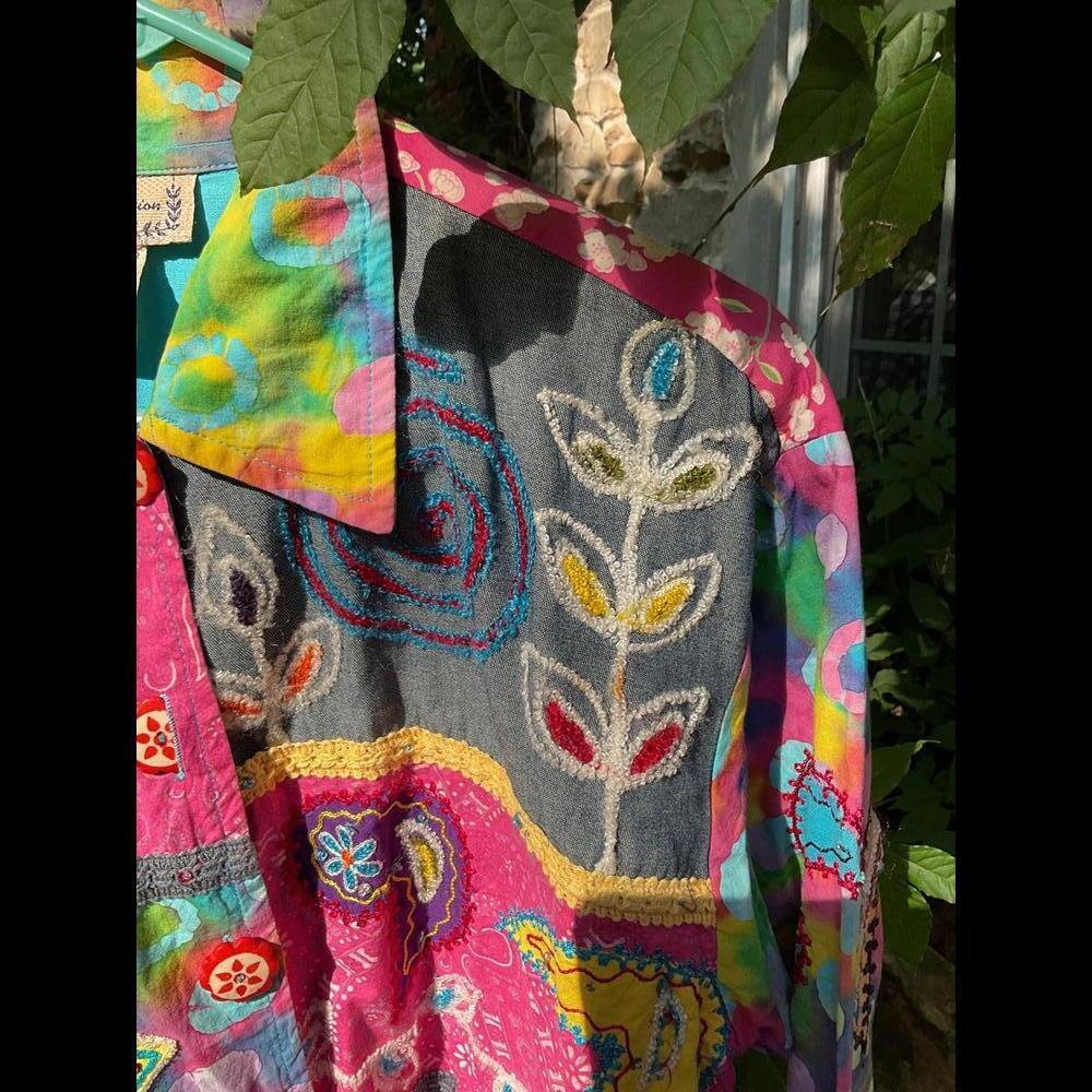 New Direction Vintage Patchwork Hippie, Boho Grandma Art to wear Jacket 14/16 - Picture 6 of 12